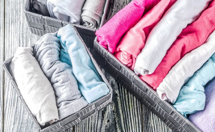 image of marie kondo method of folding clothes