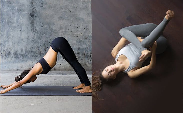 stretching before bed - image of women in yoga stretches