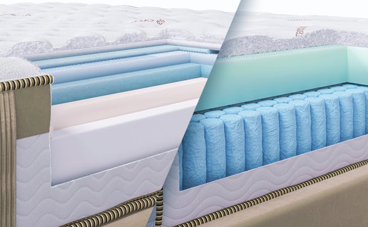 memory foam vs hybrid - image of loom & leaf and saatva latex hybrid