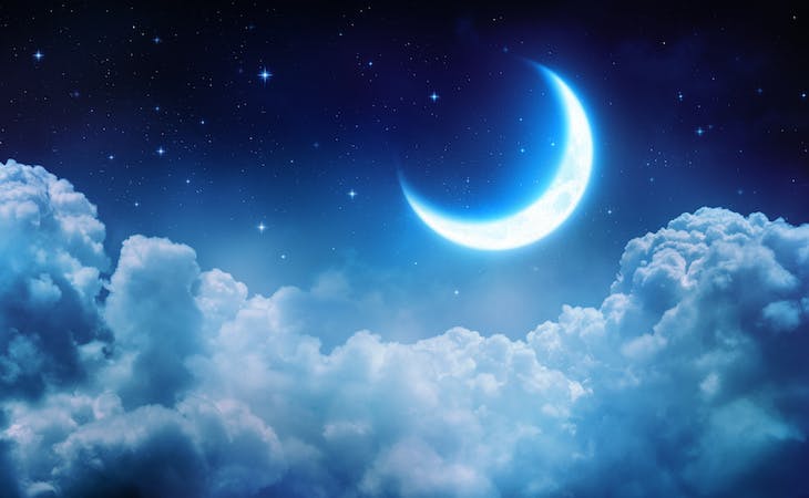 dreamy sky with clouds and moon