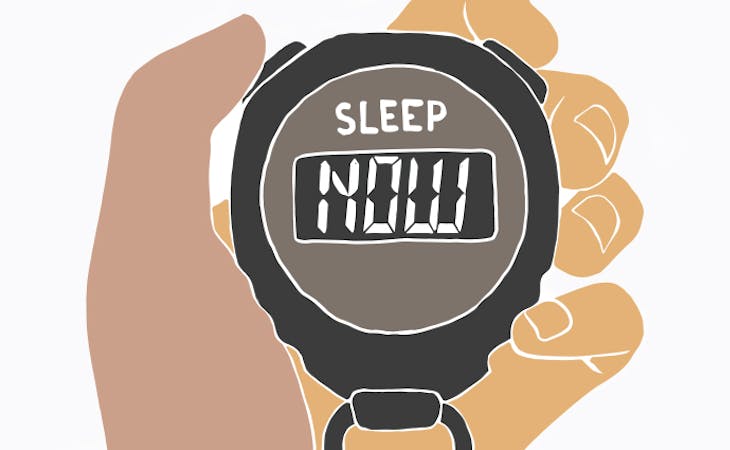 image of sleep consultant holding stopwatch