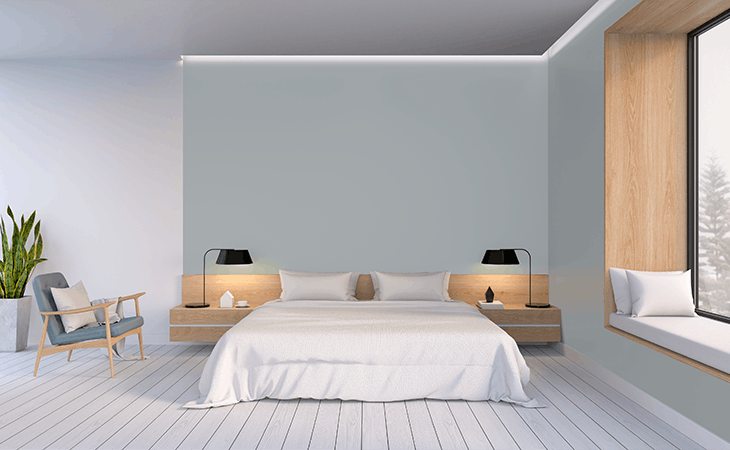 bedroom that features design principles of minimalism