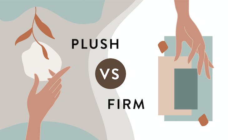 difference between plus vs firm mattress - image of plush and firm mattress types