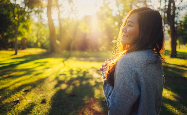 person forest bathing