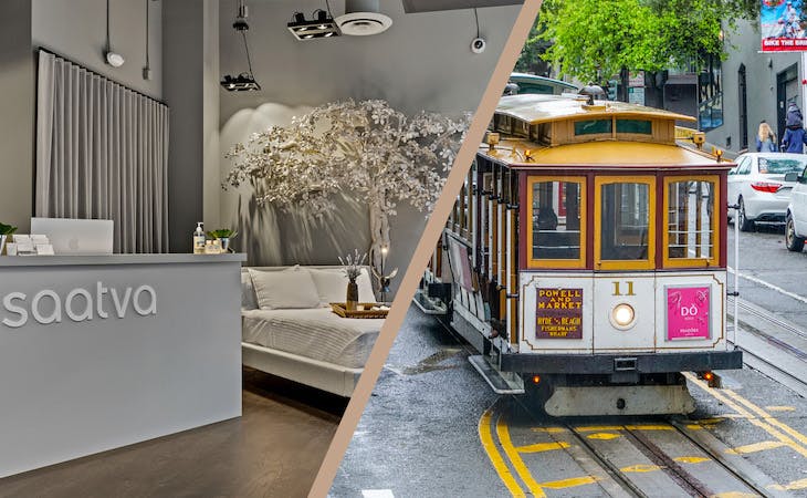 saatva san francisco viewing room next to san francisco trolley car