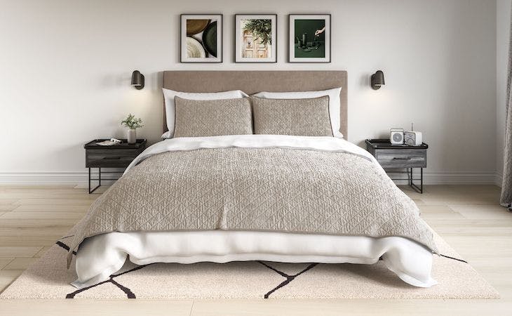 well-made bed using saatva bedding products