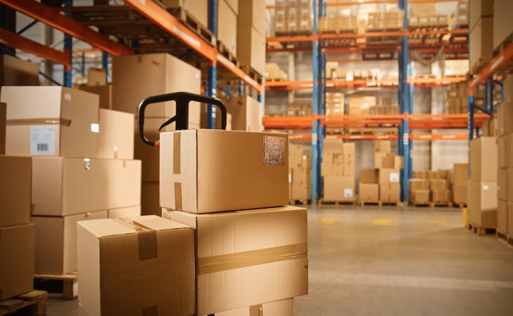 mattresses in boxes in warehouse