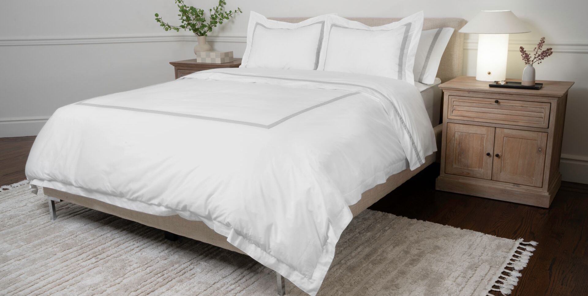 Saatva Banded Percale Duvet Cover Set