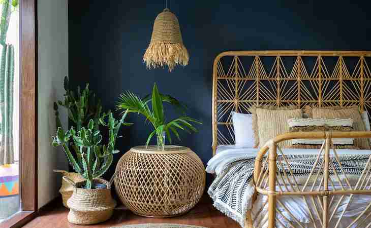 rattan furniture in bedroom