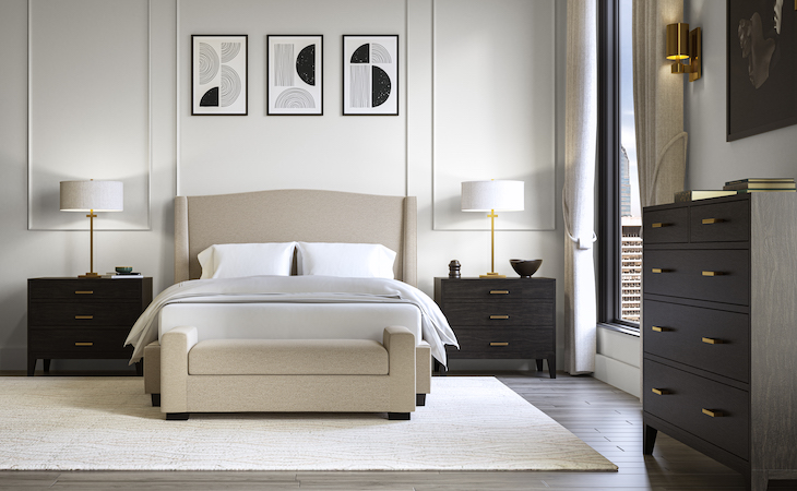 saatva mattress with lena bench and minori bed frame