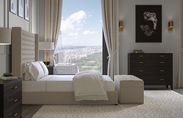 saatva rhone storage bed at foot of bed