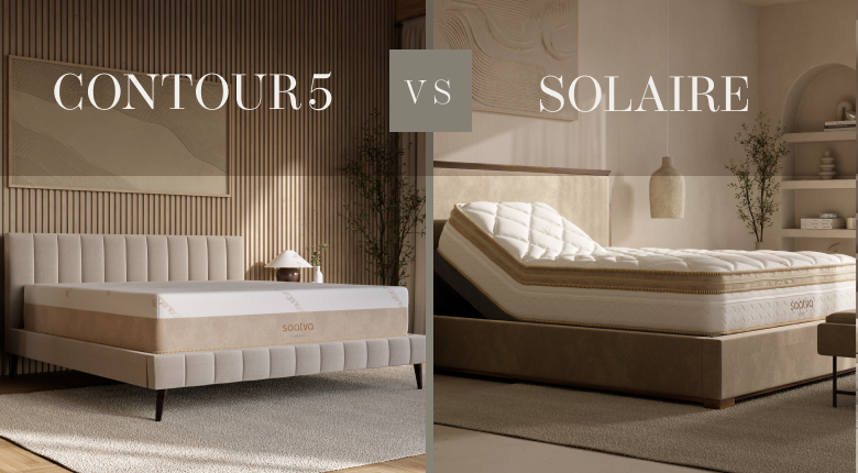 Two luxury mattresses comparison display - contour5 vs solaire