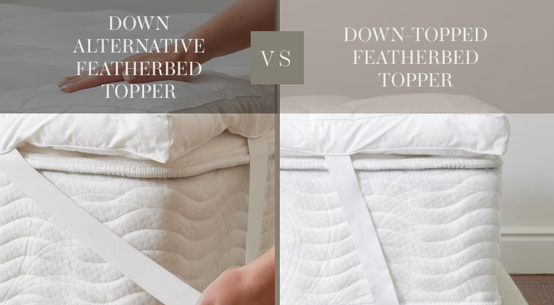 Comparison of two mattress toppers - saatva down alternative featherbed vs saatva down-topped featherbed