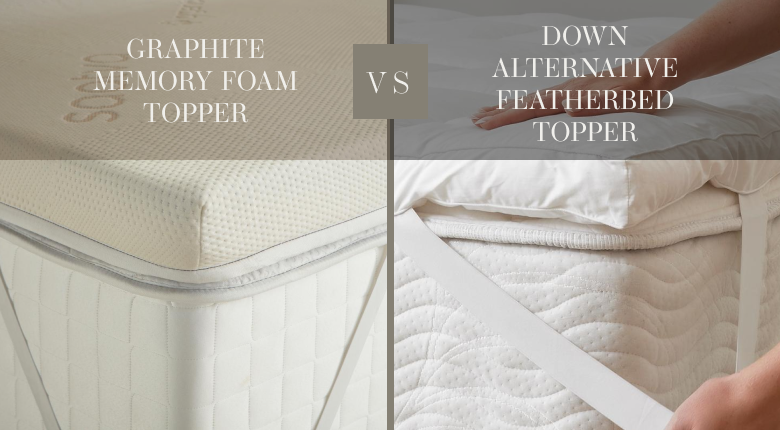 Comparison of mattress toppers - saatva graphite memory foam vs saatva down alternative featherbed