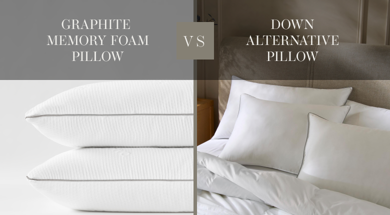 Comparison of two pillow types - saatva graphite memory foam vs saatva down alternative