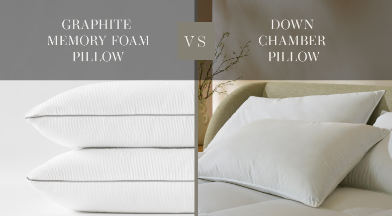 Comparison of two pillow types - saatva graphite memory foam vs saatva down chamber