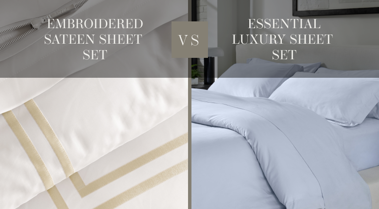 Comparison of two sheet sets - saatva embroidered sateen vs saatva essential luxury