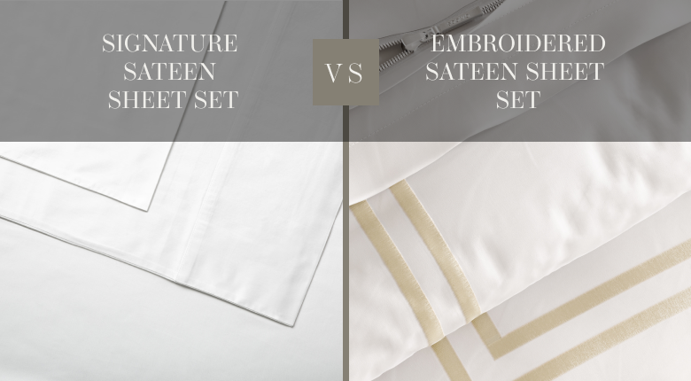 Comparison of two sheet sets - saatva signature sateen vs saatva embroidered sateen