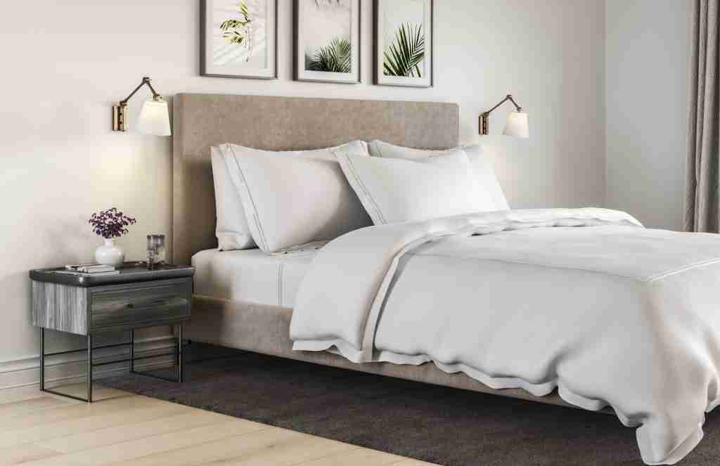 Duvet Bedroom Embroidered White Side