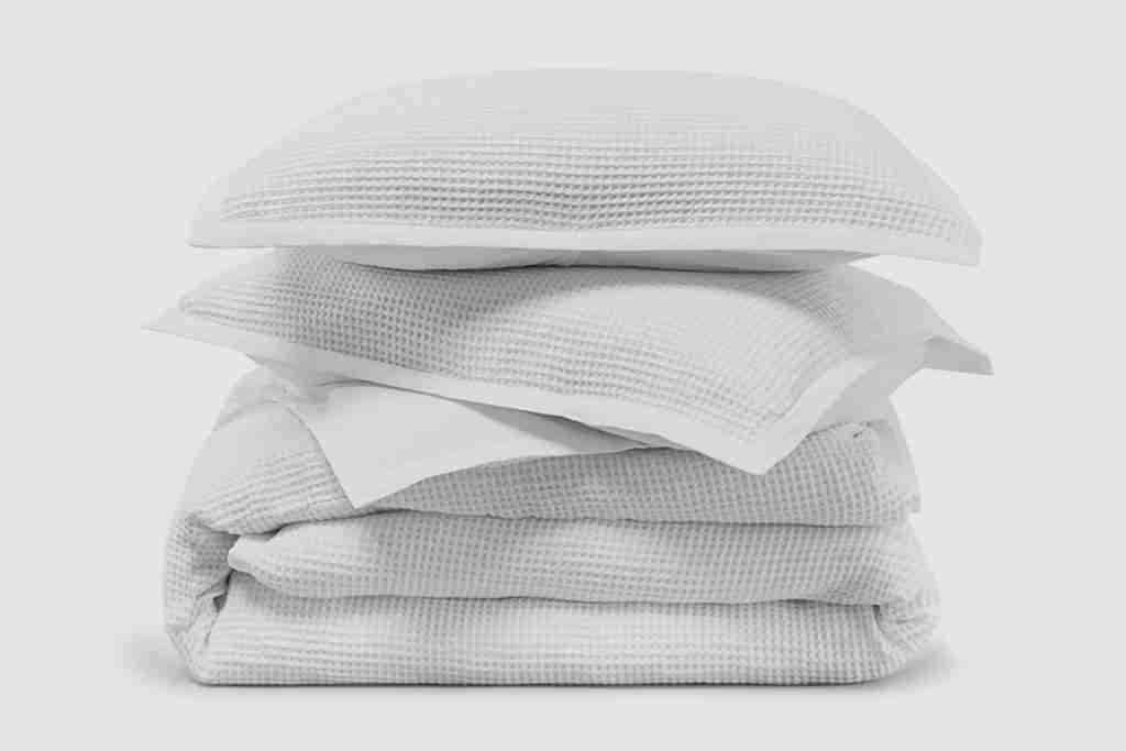 waffle knit duvet cover set silo white 3 2