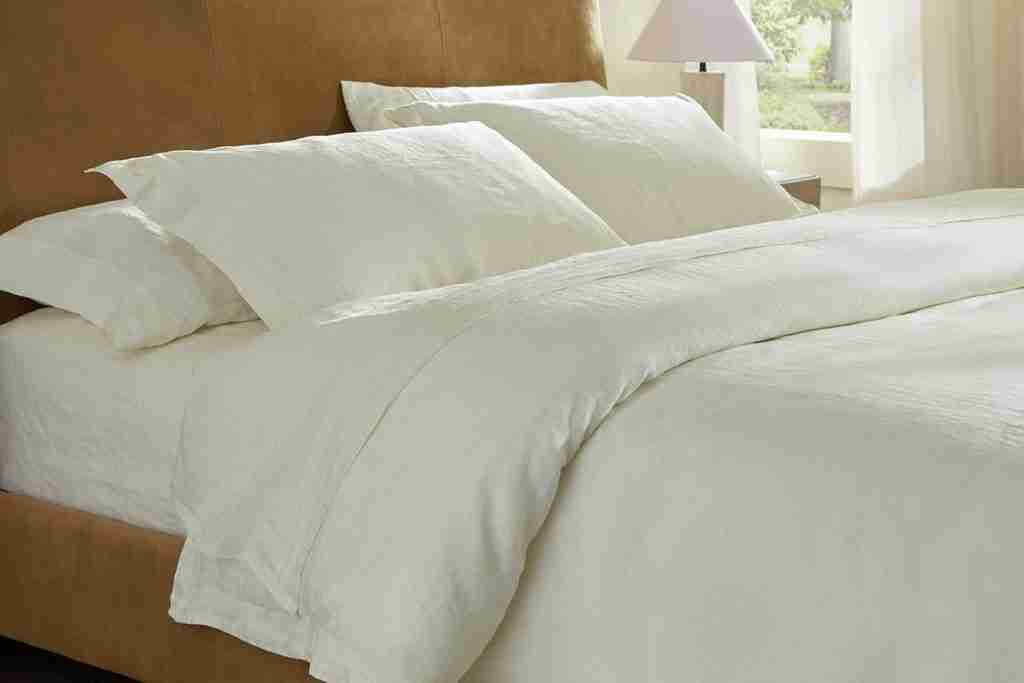 linen sheet set lifestyle angle ivory 3 2