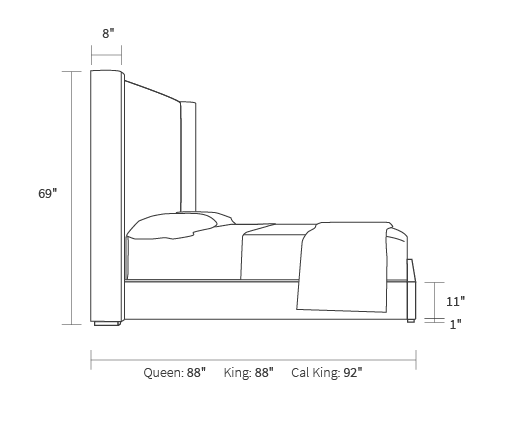 bed frame dimensions from the side