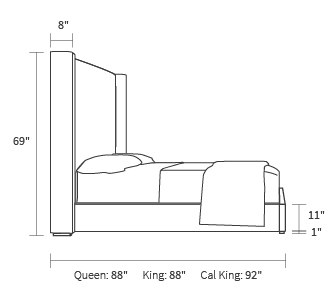 bed frame dimensions from the side