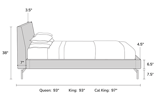 bed frame dimensions from the side