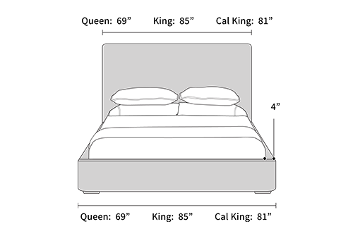 bed frame dimensions from the front