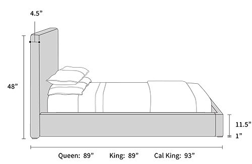 bed frame dimensions from the side