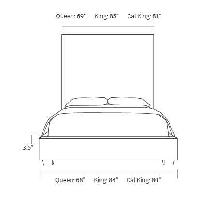 bed frame dimensions from the front