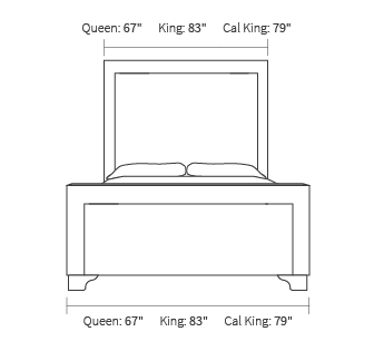 bed frame dimensions from the front