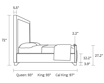 bed frame dimensions from the side