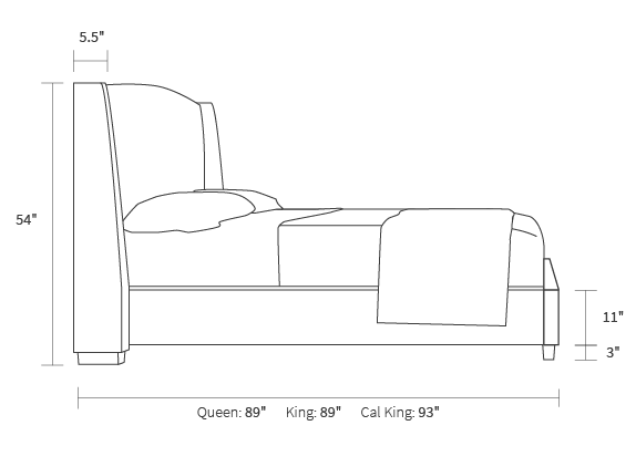 bed frame dimensions from the side