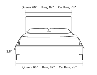 bed frame dimensions from the front