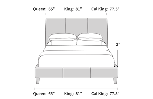 bed frame dimensions from the front